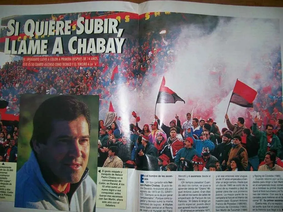 Fragmento de la Revista "El Gráfico", que marca el cuarto ascenso de Chabay hasta ese momento, siendo el tercero a la máxima categoría.