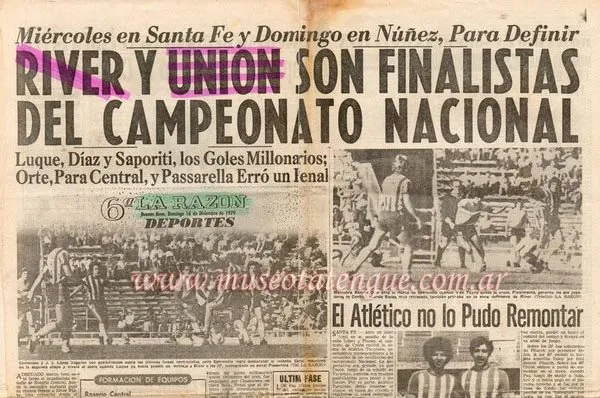 River y Unión eran los protagonistas del fútbol argentino. Fuente: Diario "La Razón" - "Museo Tatengue"