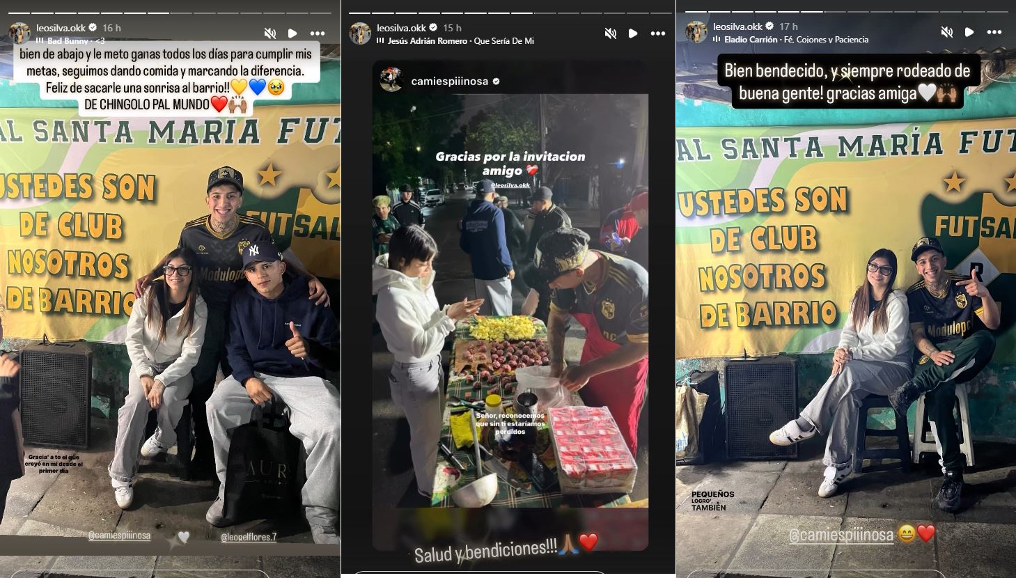 La joya de Boca Juniors, Leo Flores, participó de una olla popular organizada por el influencer Leito Silva junto a su novia Cami Espinosa