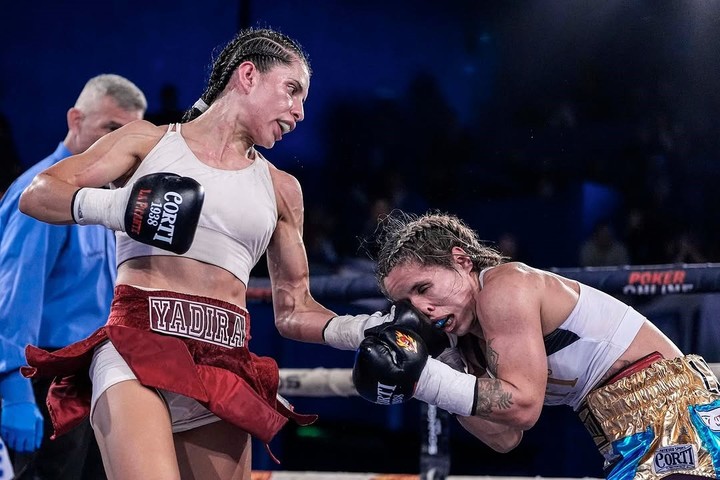La estadounidense Yadira Bustillos hizo una muy buena pelea ante Sol Baumstarh en junio, pero se quedó con las manos vacías. Foto: Gentileza Boxeo de Primera.